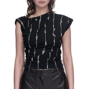 Vivienne Westwood asymmetric skeleton-print Hebo top t-shirt - sz M